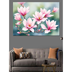 Pembe Beyaz Lotus Çiçekleri Dekoratif Kanvas - Mdf Ahşap Tablo 70x100 cm