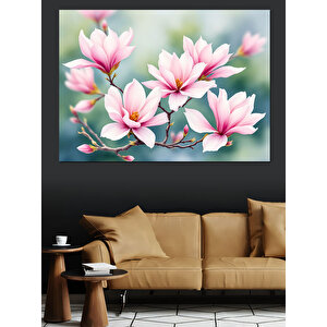 Pembe Beyaz Lotus Çiçekleri Dekoratif Kanvas - Mdf Ahşap Tablo