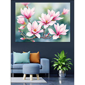 Pembe Beyaz Lotus Çiçekleri Dekoratif Kanvas - Mdf Ahşap Tablo