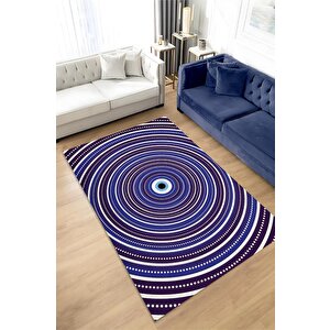 İllüzyon Boncuk Geometrik Salon Halı Etnik Halı Mor Renk Oturma Odası Halı Nazarlıklı Halı 120x180 cm