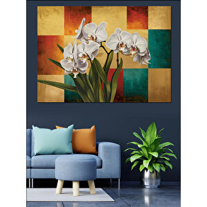 Modern Orkide Tablosu Dekoratif Kanvas - Mdf Ahşap Tablo 35x50 cm