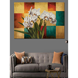 Modern Orkide Tablosu Dekoratif Kanvas - Mdf Ahşap Tablo 35x50 cm