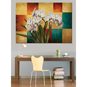 Modern Orkide Tablosu Dekoratif Kanvas - Mdf Ahşap Tablo 35x50 cm