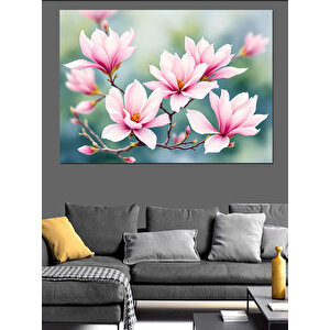 Pembe Beyaz Lotus Çiçekleri Dekoratif Kanvas - Mdf Ahşap Tablo 100x140 cm