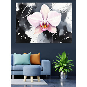 Siyah Beyaz Orkide Çiçeği Dekoratif Kanvas - Mdf Ahşap Tablo 25x35 cm