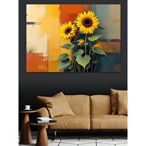 Sarı Güneş Çiçekleri Dekoratif Kanvas - Mdf Ahşap Tablo 70x100 cm