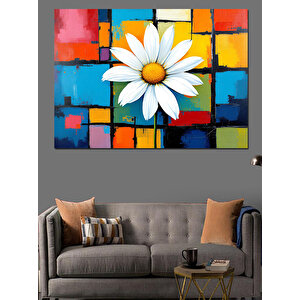 Soyut Çiçek Ve Papatya Dekoratif Kanvas - Mdf Ahşap Tablo 70x100 cm