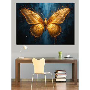 Altın Kelebek Sanatı Dekoratif Kanvas - Mdf Ahşap Tablo 50x70 cm