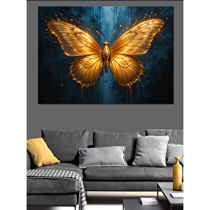 Altın Kelebek Sanatı Dekoratif Kanvas - Mdf Ahşap Tablo 50x70 cm