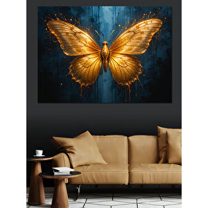 Altın Kelebek Sanatı Dekoratif Kanvas - Mdf Ahşap Tablo