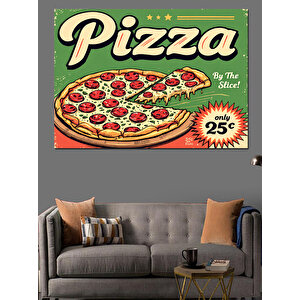 Vintage Stil Pizza Reklamı Dekoratif Kanvas - Mdf Ahşap Tablo 50x70 cm