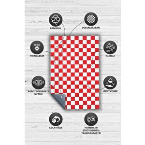 Homshtag Minimalist Damalı Kırmızı Beyaz Halı Kareli Oturma Odası Halısı Retro Tarzı Salon Halısı
