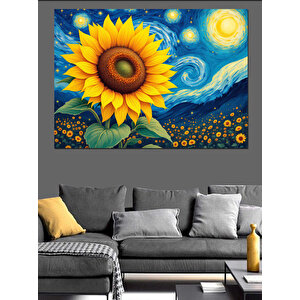 Van Gogh Tarzı Ayçiçeği Dekoratif Kanvas - Mdf Ahşap Tablo 50x70 cm