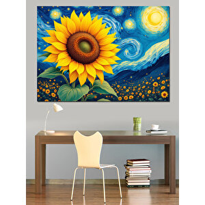 Van Gogh Tarzı Ayçiçeği Dekoratif Kanvas - Mdf Ahşap Tablo 100x140 cm