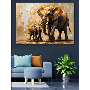 Anne Fil Ve Yavru Dekoratif Kanvas - Mdf Ahşap Tablo 70x100 cm