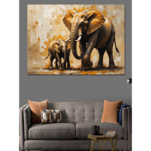 Anne Fil Ve Yavru Dekoratif Kanvas - Mdf Ahşap Tablo 70x100 cm
