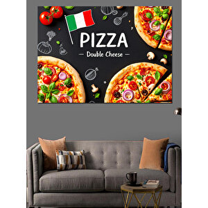 Lezzetli Pizza Reklamı Dekoratif Kanvas - Mdf Ahşap Tablo 35x50 cm