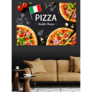 Lezzetli Pizza Reklamı Dekoratif Kanvas - Mdf Ahşap Tablo