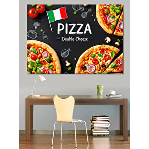 Lezzetli Pizza Reklamı Dekoratif Kanvas - Mdf Ahşap Tablo 50x70 cm
