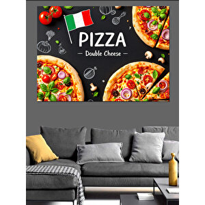 Lezzetli Pizza Reklamı Dekoratif Kanvas - Mdf Ahşap Tablo 50x70 cm