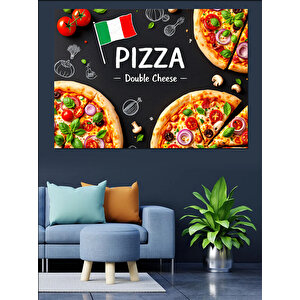 Lezzetli Pizza Reklamı Dekoratif Kanvas - Mdf Ahşap Tablo