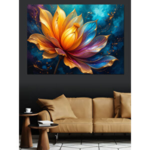 Mavi Lotus Çiçeği Dekoratif Kanvas - Mdf Ahşap Tablo 70x100 cm
