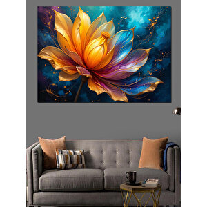 Mavi Lotus Çiçeği Dekoratif Kanvas - Mdf Ahşap Tablo