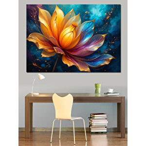 Mavi Lotus Çiçeği Dekoratif Kanvas - Mdf Ahşap Tablo