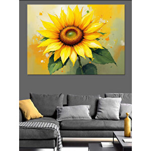 Altın Sarısı Ayçiçeği Dekoratif Kanvas - Mdf Ahşap Tablo 100x140 cm