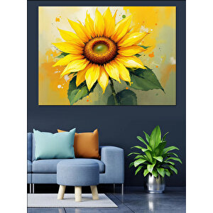 Altın Sarısı Ayçiçeği Dekoratif Kanvas - Mdf Ahşap Tablo 100x140 cm