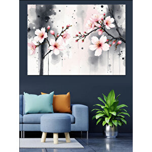 Pembe Kiraz Çiçekleri Dekoratif Kanvas - Mdf Ahşap Tablo 100x140 cm