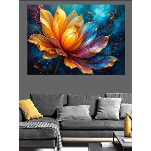 Mavi Lotus Çiçeği Dekoratif Kanvas - Mdf Ahşap Tablo 50x70 cm