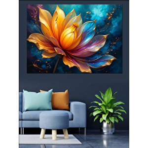 Mavi Lotus Çiçeği Dekoratif Kanvas - Mdf Ahşap Tablo 50x70 cm