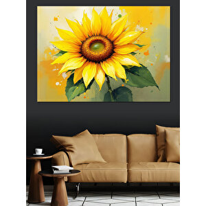 Altın Sarısı Ayçiçeği Dekoratif Kanvas - Mdf Ahşap Tablo 35x50 cm