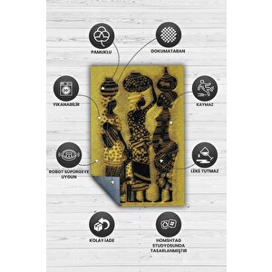 Homshtag Kahve Gözlüler Minimal Salon Halısı Etnik Desenli Halı Sarı Renkli Oturma Odası Halısı