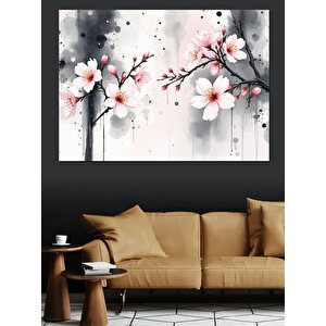 Pembe Kiraz Çiçekleri Dekoratif Kanvas - Mdf Ahşap Tablo 50x70 cm