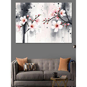 Pembe Kiraz Çiçekleri Dekoratif Kanvas - Mdf Ahşap Tablo 50x70 cm