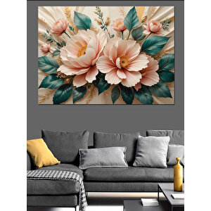 Yumuşak Tonlarda Çiçekler Dekoratif Kanvas - Mdf Ahşap Tablo 50x70 cm