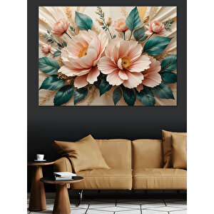 Yumuşak Tonlarda Çiçekler Dekoratif Kanvas - Mdf Ahşap Tablo 50x70 cm