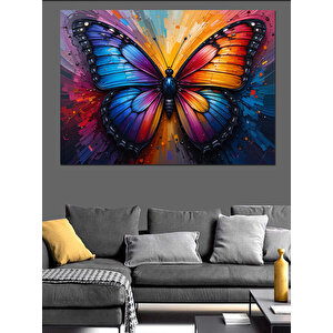 Renkli Kanatlı Dev Kelebek Dekoratif Kanvas - Mdf Ahşap Tablo 70x100 cm