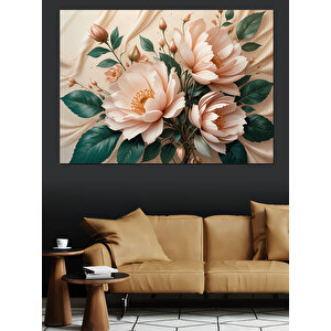Pastel Beyaz Çiçekler Dekoratif Kanvas - Mdf Ahşap Tablo