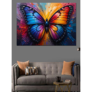Renkli Kanatlı Dev Kelebek Dekoratif Kanvas - Mdf Ahşap Tablo 50x70 cm