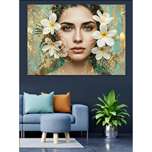 Yüzü Çiçekle Sarmalanmış Kadın Dekoratif Kanvas - Mdf Ahşap Tablo 25x35 cm