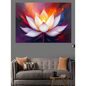 Parlayan Lotus Çiçeği Dekoratif Kanvas - Mdf Ahşap Tablo 25x35 cm