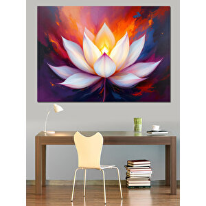 Parlayan Lotus Çiçeği Dekoratif Kanvas - Mdf Ahşap Tablo 25x35 cm