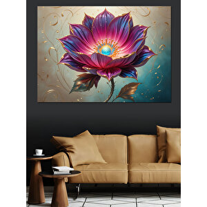 Pembe Işıltılı Lotus Çiçeği Dekoratif Kanvas - Mdf Ahşap Tablo 100x140 cm