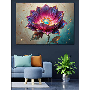 Pembe Işıltılı Lotus Çiçeği Dekoratif Kanvas - Mdf Ahşap Tablo 100x140 cm
