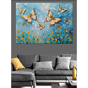 Uçuşan Sarı Kelebekler Dekoratif Kanvas - Mdf Ahşap Tablo 35x50 cm