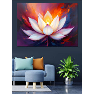 Parlayan Lotus Çiçeği Dekoratif Kanvas - Mdf Ahşap Tablo 35x50 cm