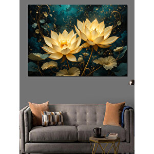 Nilüfer Çiçekleri Dekoratif Kanvas - Mdf Ahşap Tablo 35x50 cm